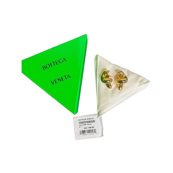 Bottega Veneta NWT Corkscrew 18k Gold Plated Silver Earrings - Picture 3 of 8